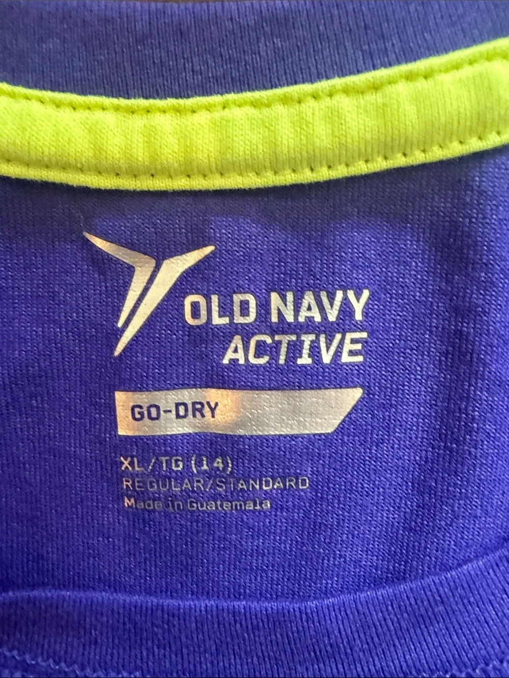 Old Navy Royal Blue Active Short Sleeve Tee with Yellow Trim